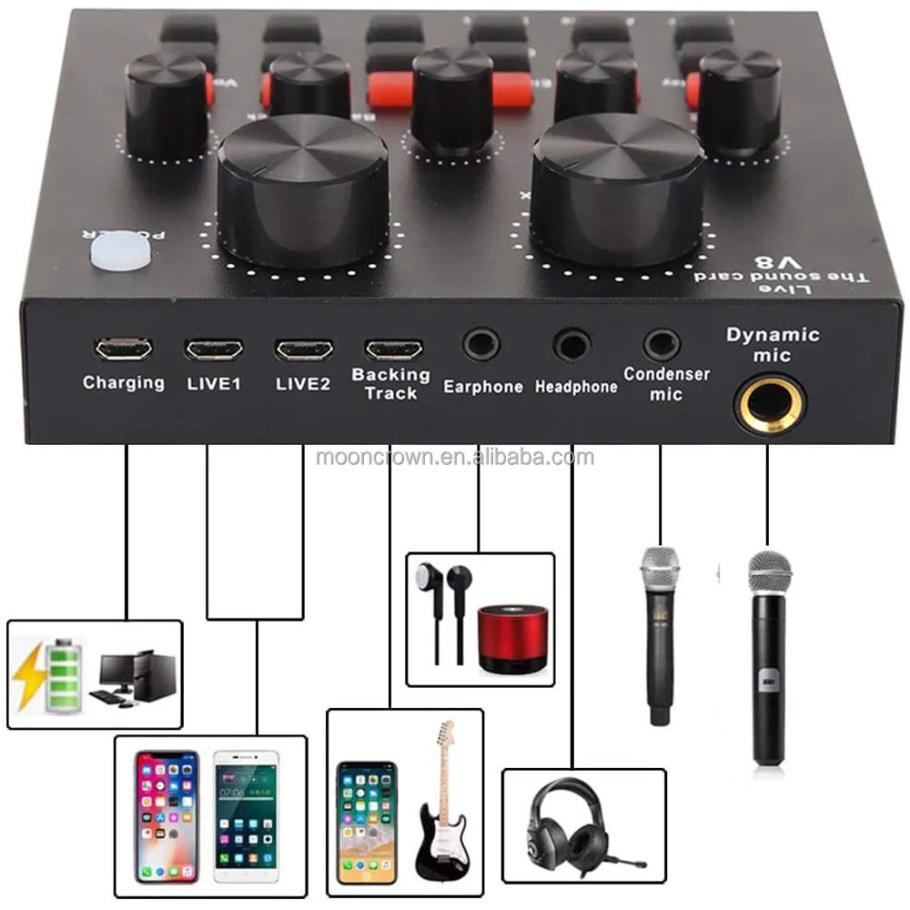 bm800 microphone Set USB V8 Plus Sound Card External Professional bm 800 studio recording micfone condenser mic for karaoke