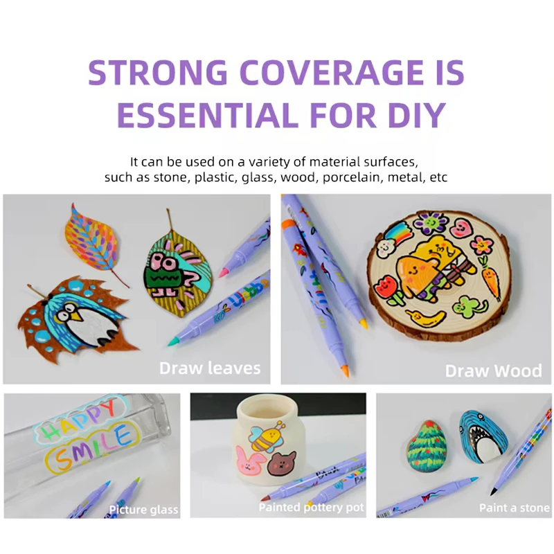 Customized Water Based Acrylic Graffiti Pen Soft Tip Art Marker Pen Set 12/24/36 Color Acrylic Marker Pen For Children Drawing