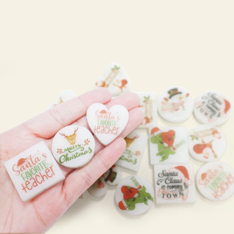 Santa Claus color printing luminous silicone bead tree DIY decorative accessories beaded pen bracelet