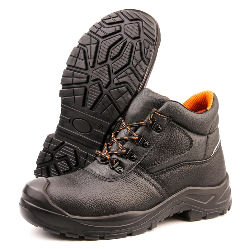 Middle cut Genuine leather slip resistant working shoes anti puncture safety shoes