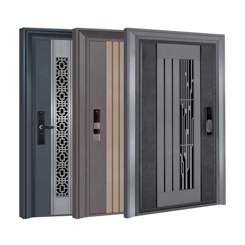 House Villa Exterior Security Front Entry Doors Design Modern Main Entrance Metal Stainless Steel Door