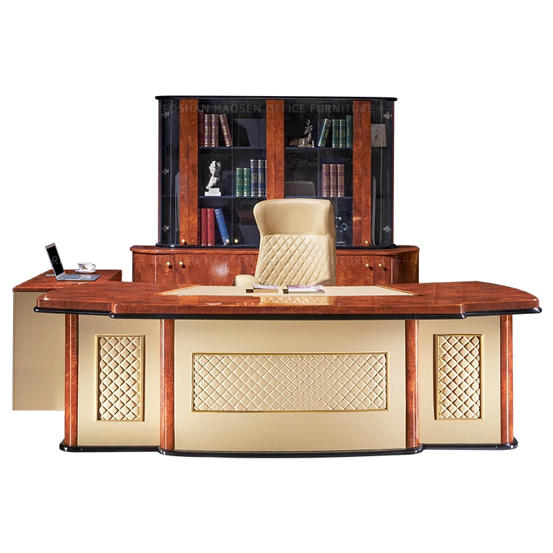 Luxury Italy leather wooden government engineering computer office furniture Executive Office desk and chairs