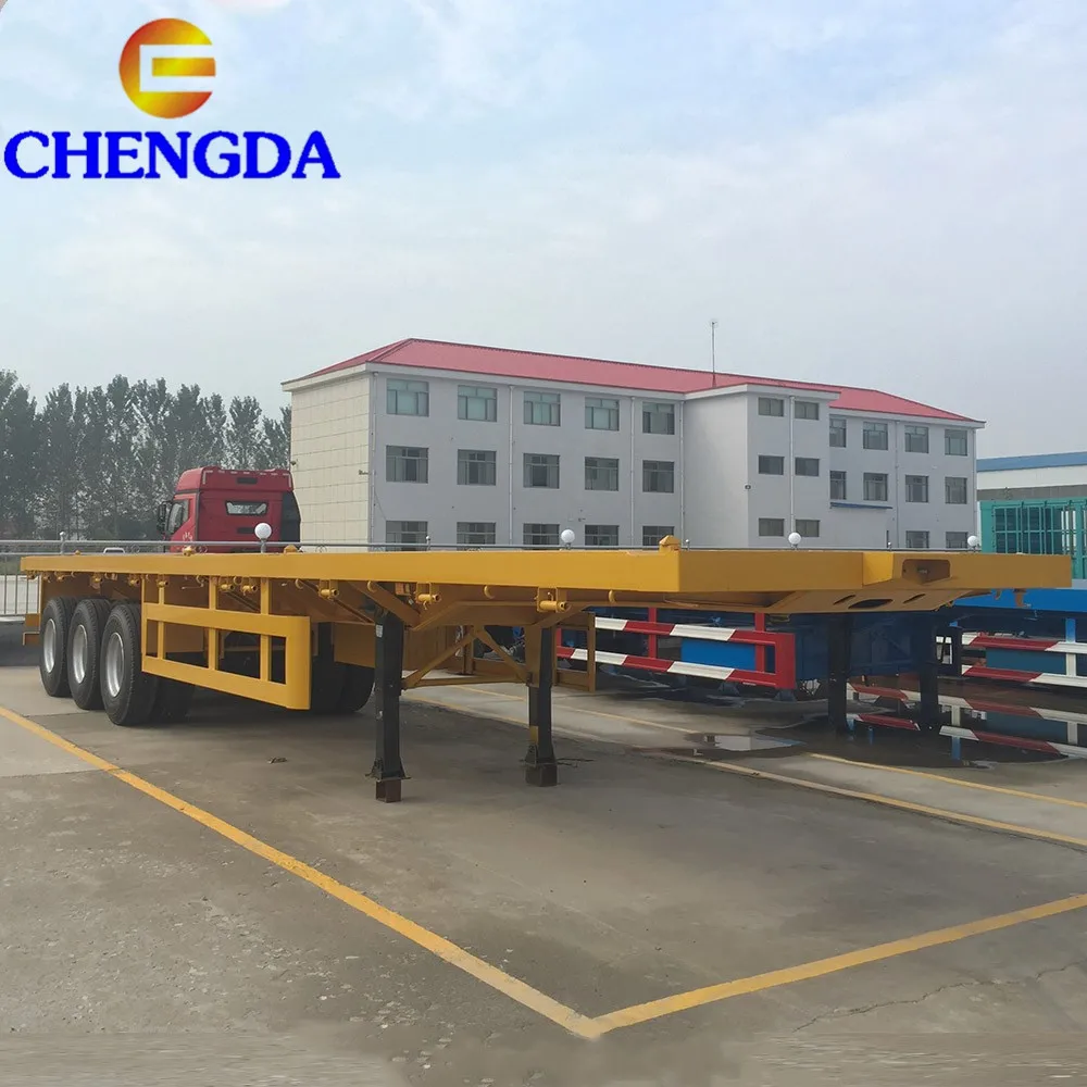 Second Hand 3 Axle 40 ft Flatbed Container Semi Trailer with Container Lock for Sale