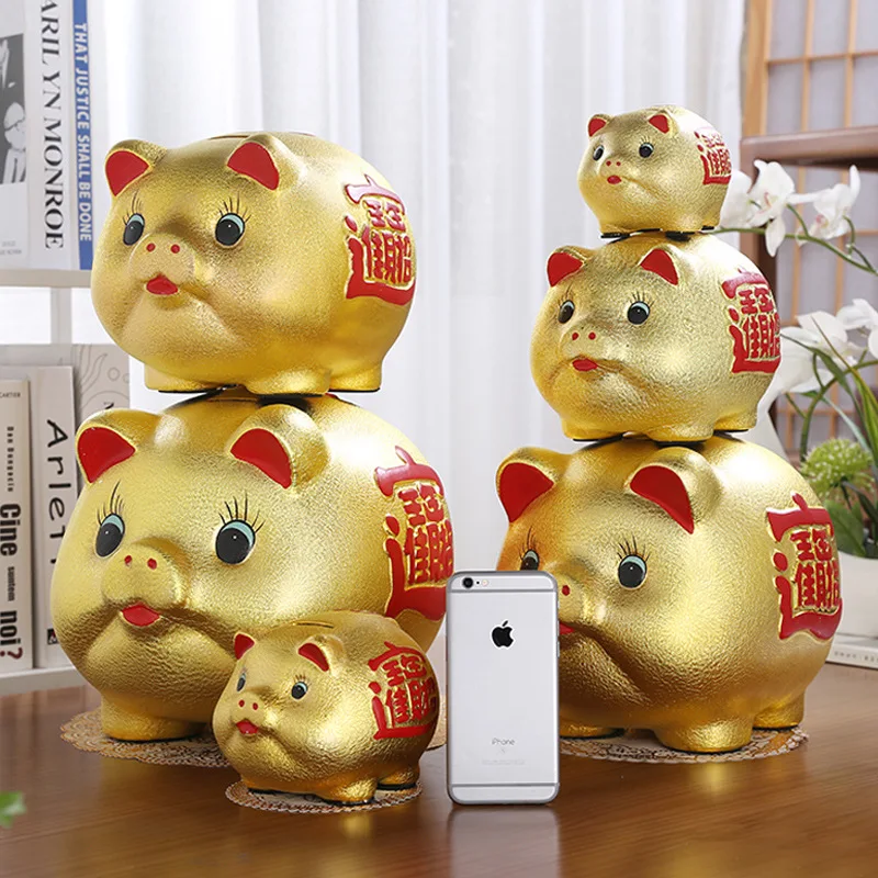 Custom Golden Pig Piggy Bank Savings And Money Saving Piggy Creative Desirable Large Capacity
