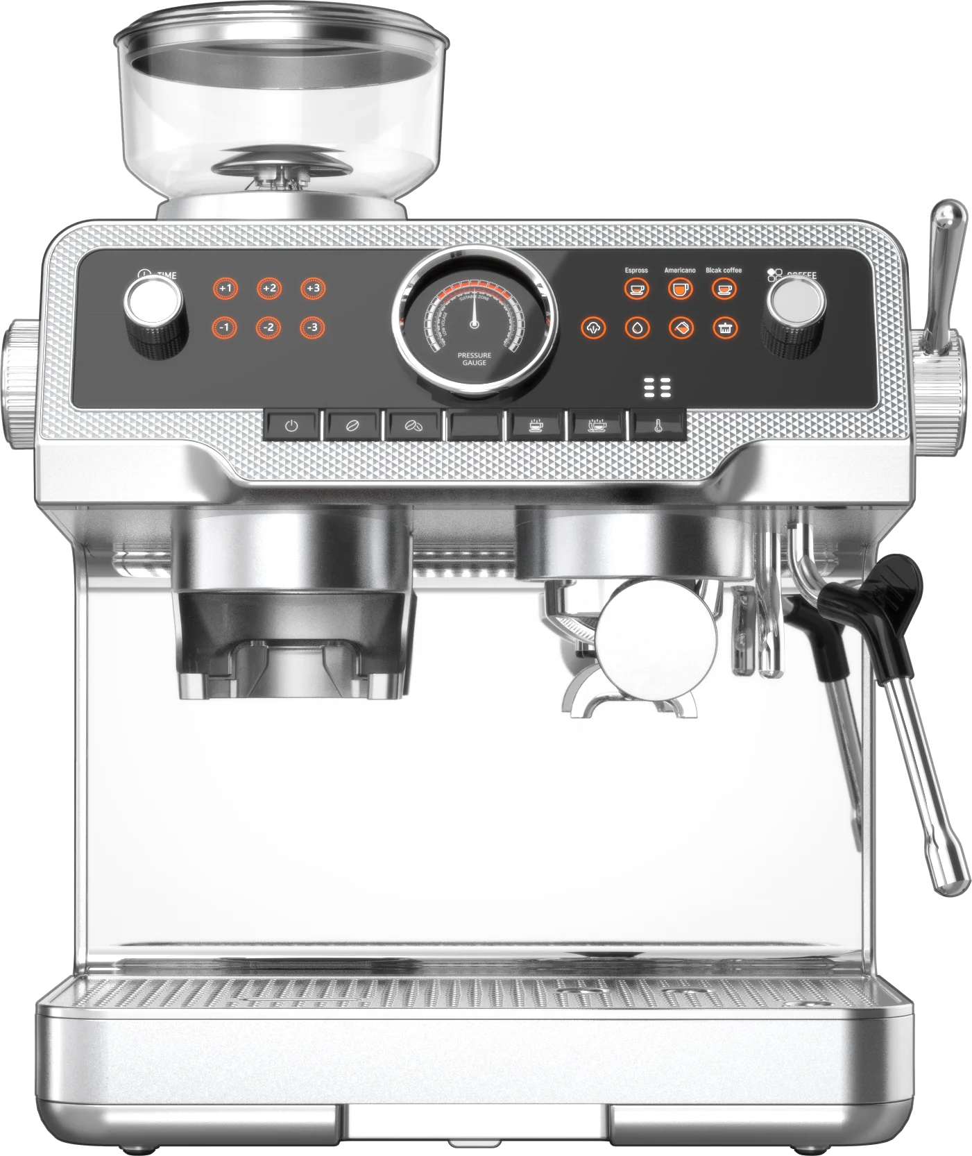 Home 15 Bar Espresso Coffee Machine  2850W Black Cappuccino Maker 3L Water Tank Expresso Machine With Milk Foaming Steam Wand