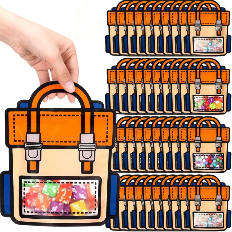 Cartoon Backpack Gift Birthday Goodie Bag with Handle  Plastic Ziplock Seal Bags Smell Proof Resealable Packaging Storage Bags