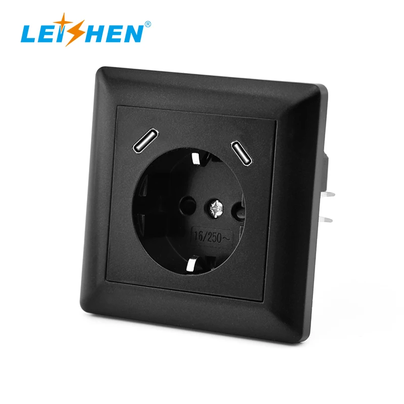 Wholesale OEM System 55 German Socket PD 18W Quick Charge Flush-Mounted Dual Type-C/USB-C Schuko USB Wall Socket