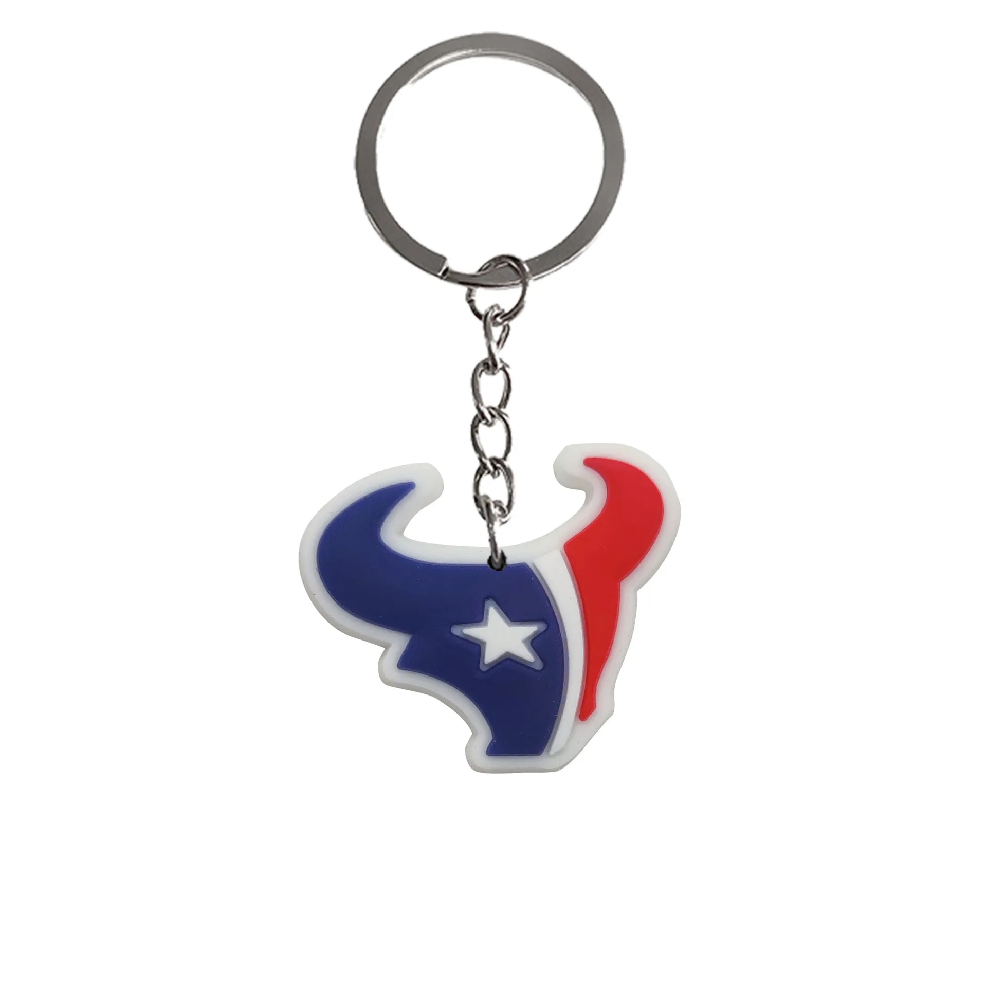 Wholesale Custom American Football Logo Pendant PVC Rubber Rugby Football Team Keychain