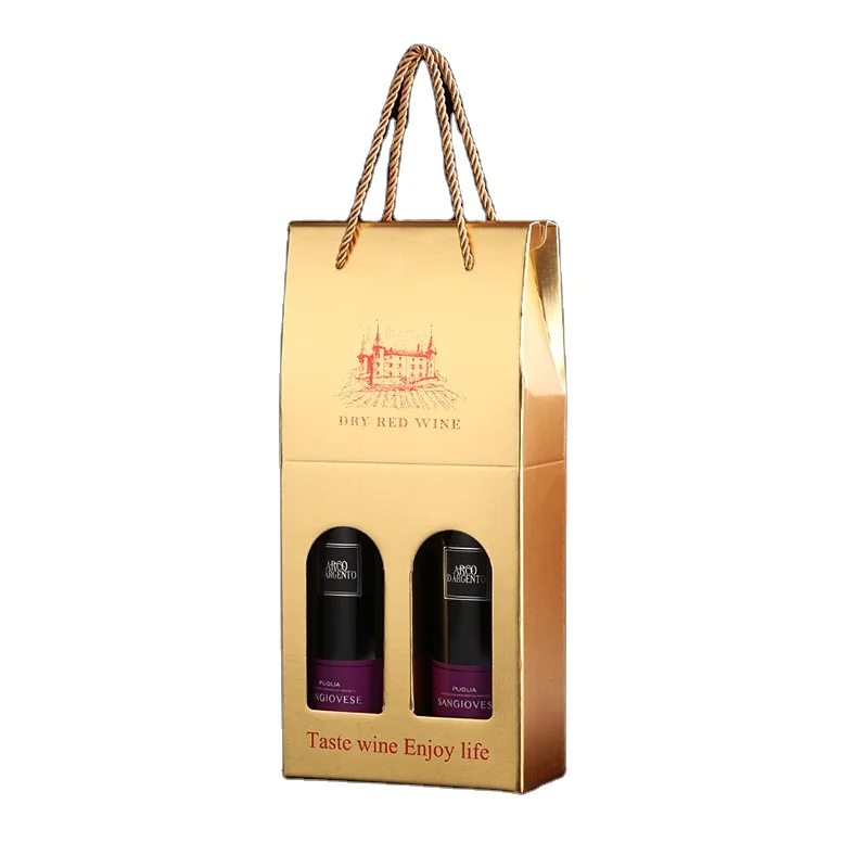 Custom label cardboard wine box Carrier wholesale cheap portable handling corrugated packaging of 2 beer boxes