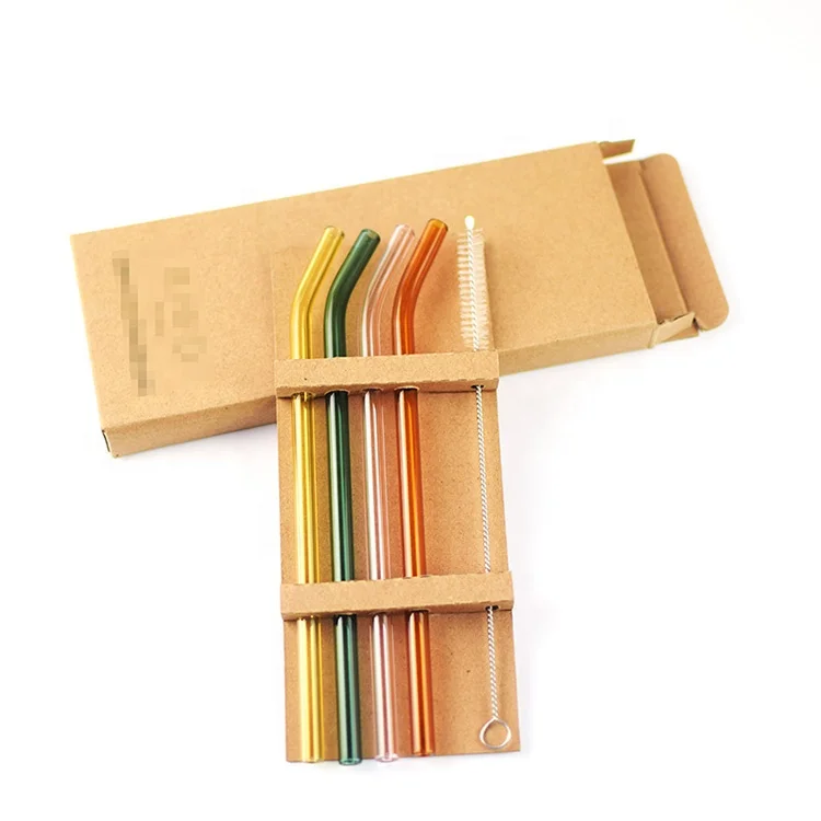  Eco-Friendly reusable colorful borosilicate glass straw