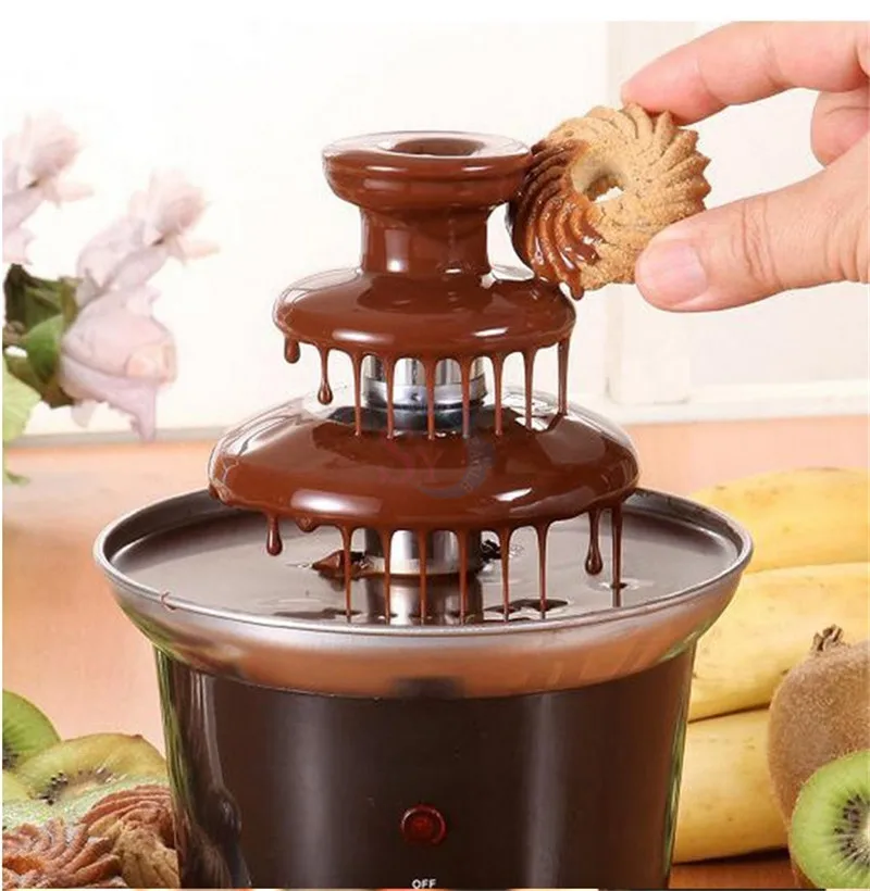 Newest Mini 3-tier Chocolate Fountain Tower Waterfall Hot Pot Melting Kitchen Appliances for kids DIY Snacks