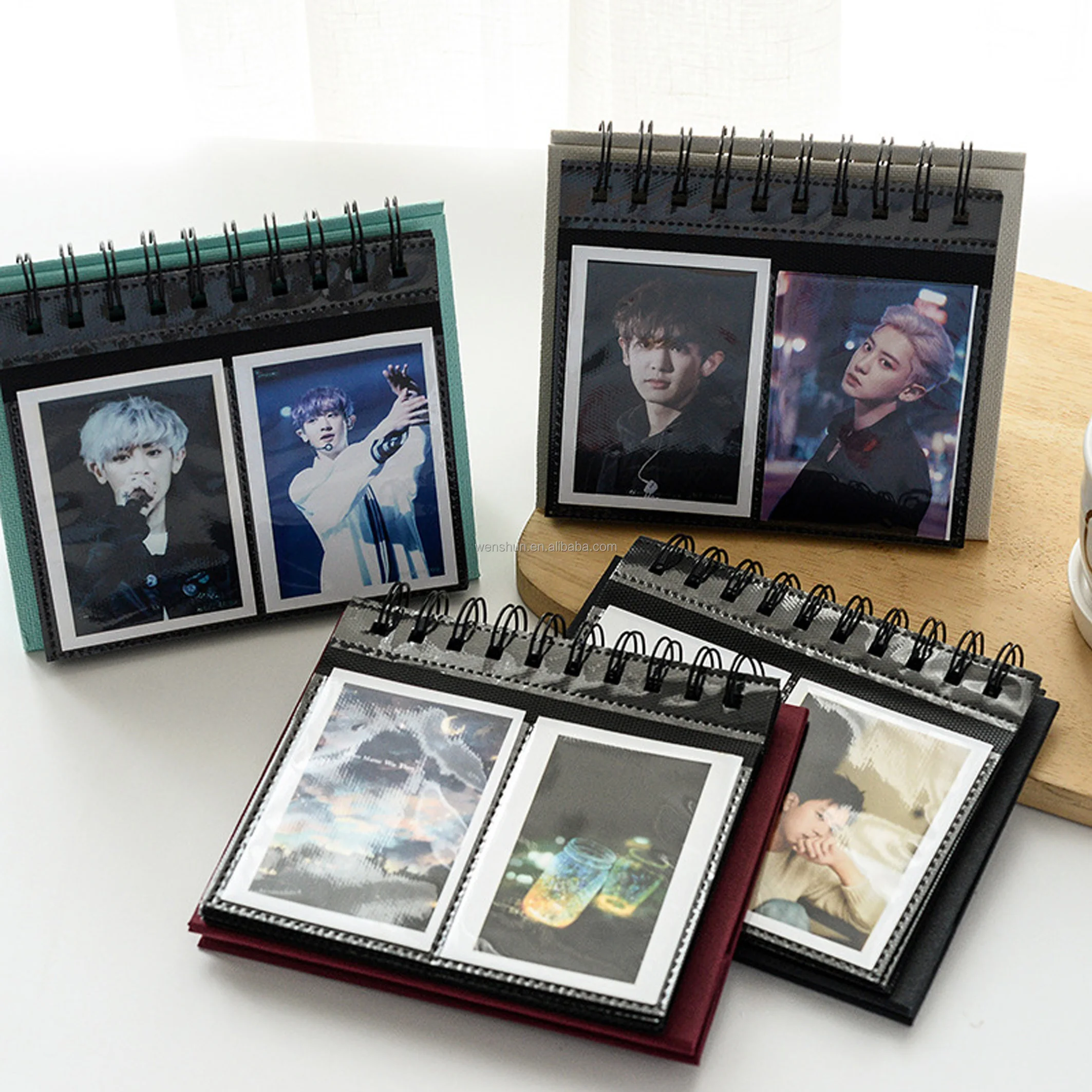 Desktop Photocard Binder Display Mini Photos Album Desk Calendar Standing with Pockets for Photos