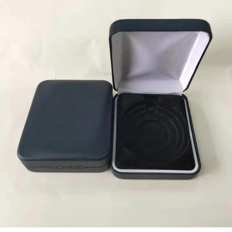 Customized medal packaging box leather case coin display box with tray inserts.0