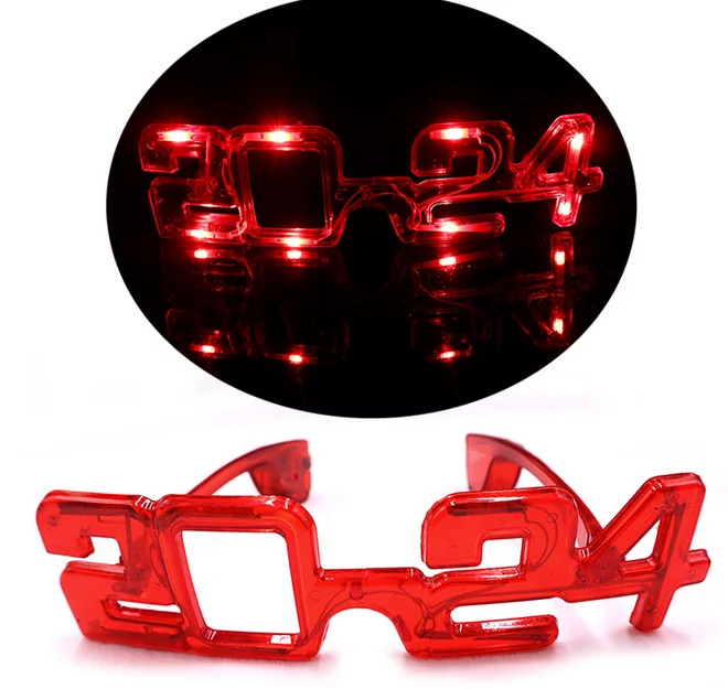 Cross-border LED Digital 2024 Flash Glasses Happy New Year Christmas Party Glow Glasses For Party Favor