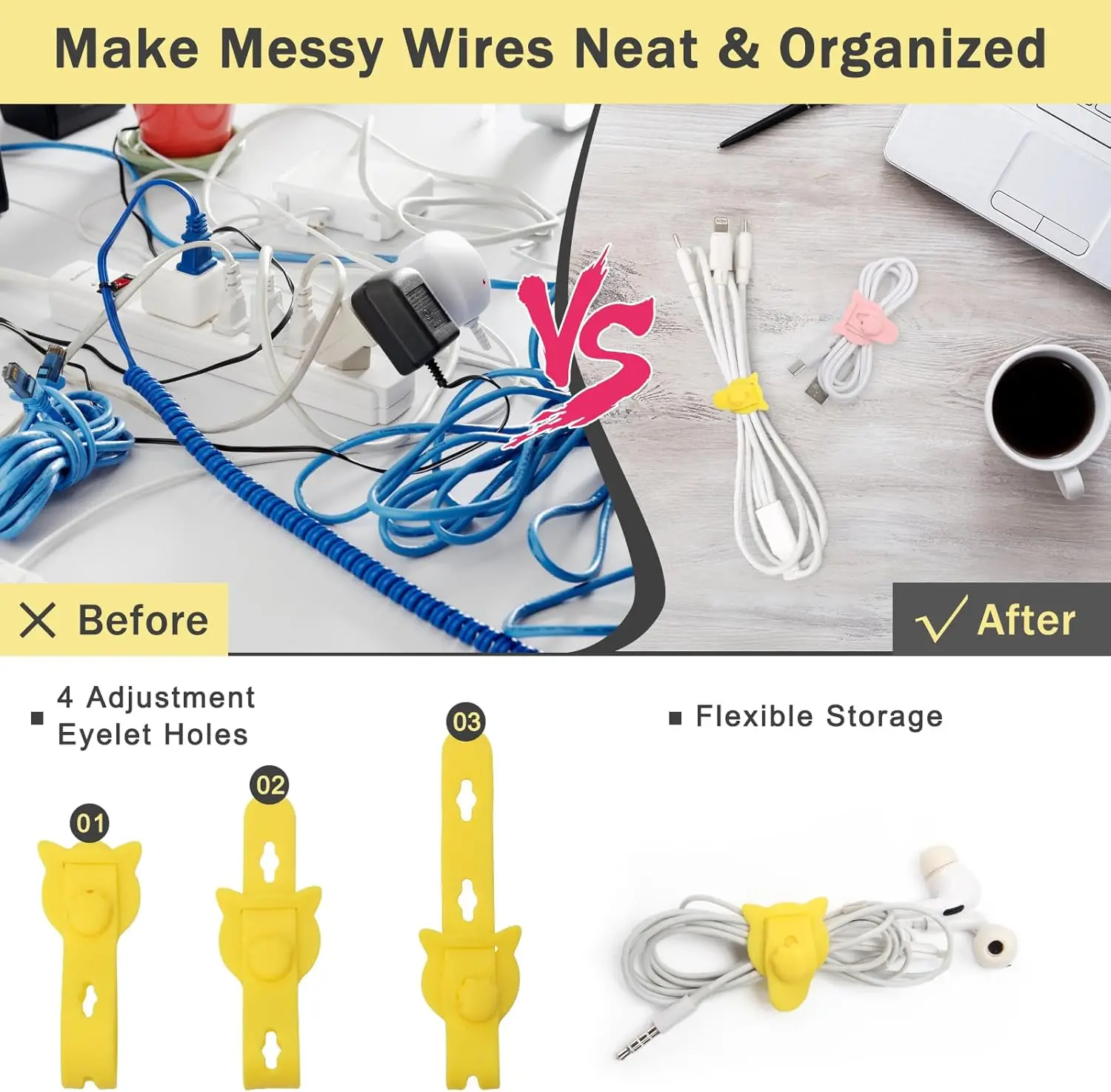 Cable  Management Ties Organizer for Phone Accessory Cord Wrap Holder Cable Organizer for Small Home Appliances Use