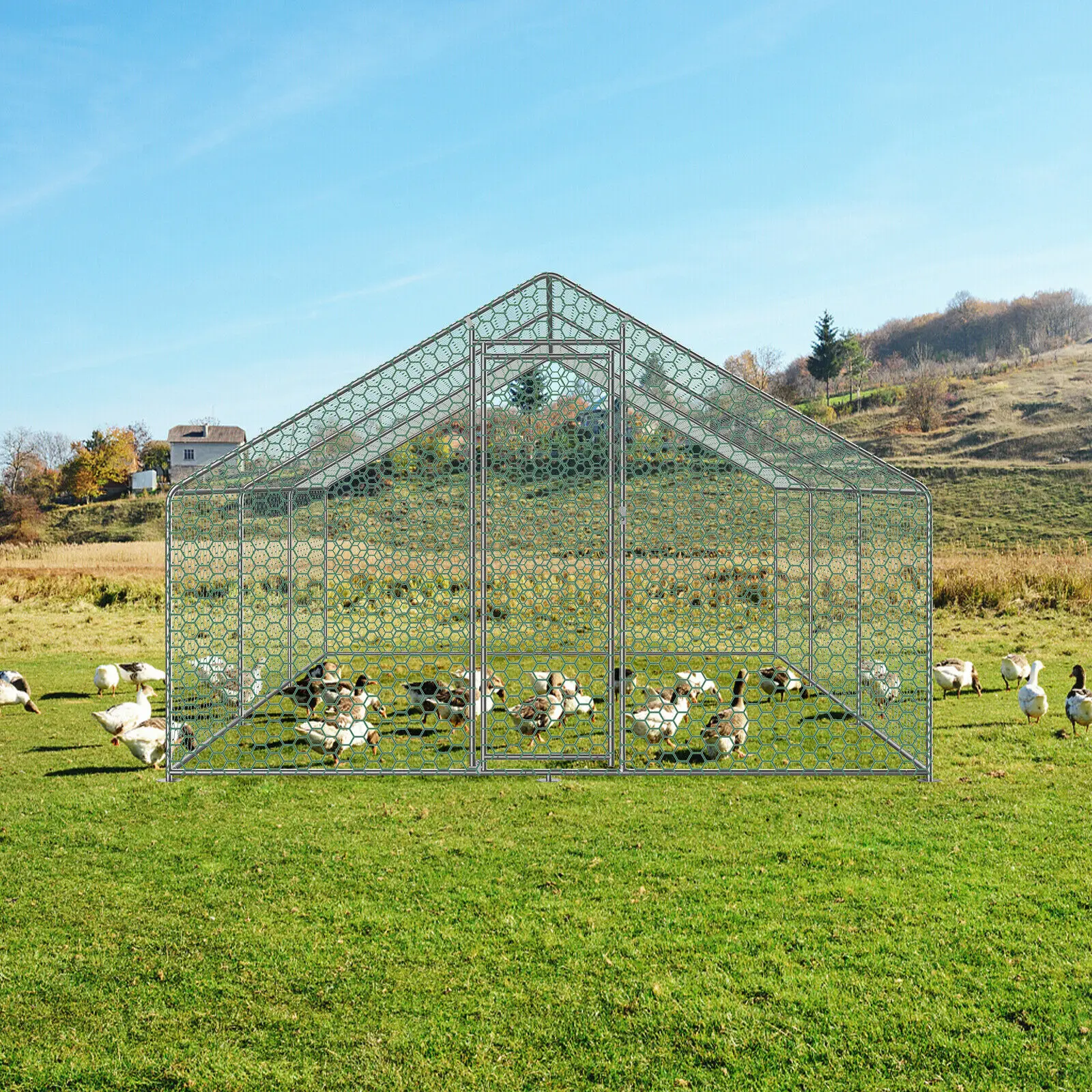 Metal Steel Chicken Coop Rabbit Ducks Dogs Coop Hencoop Barton Cages