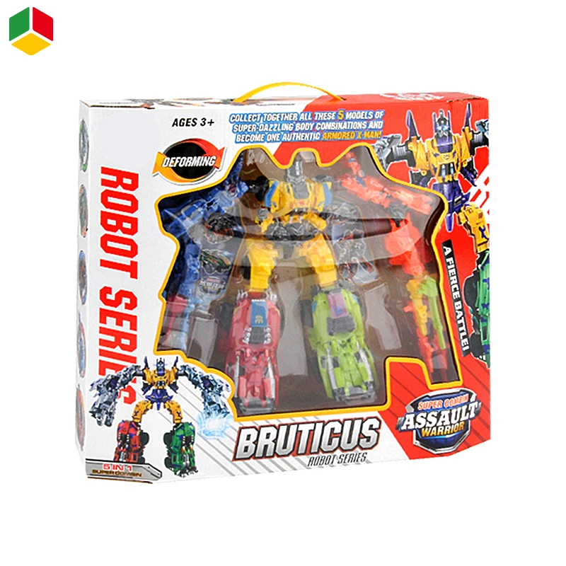 QS Wholesale DIY 5 in 1 Transformable Car Robot Deformation Model Toys Transform Robot Car Toys For Kids