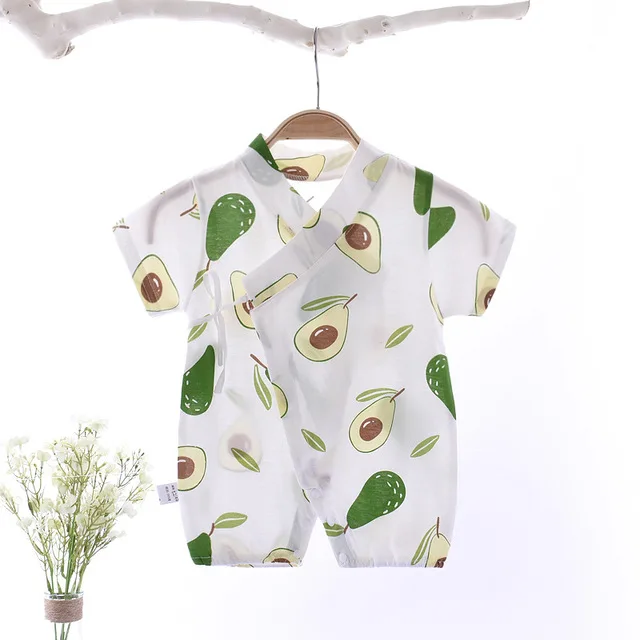 
Infant jumpsuit summer cotton print Korean baby romper lightweight breathable men and women baby short-sleeved kimono 