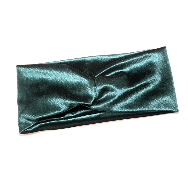 European American Autumn Winter Flannel Cross Hair B Female Solid Color Velvet Retro Stretch Hair B Wide-brimmed Headb Headdress