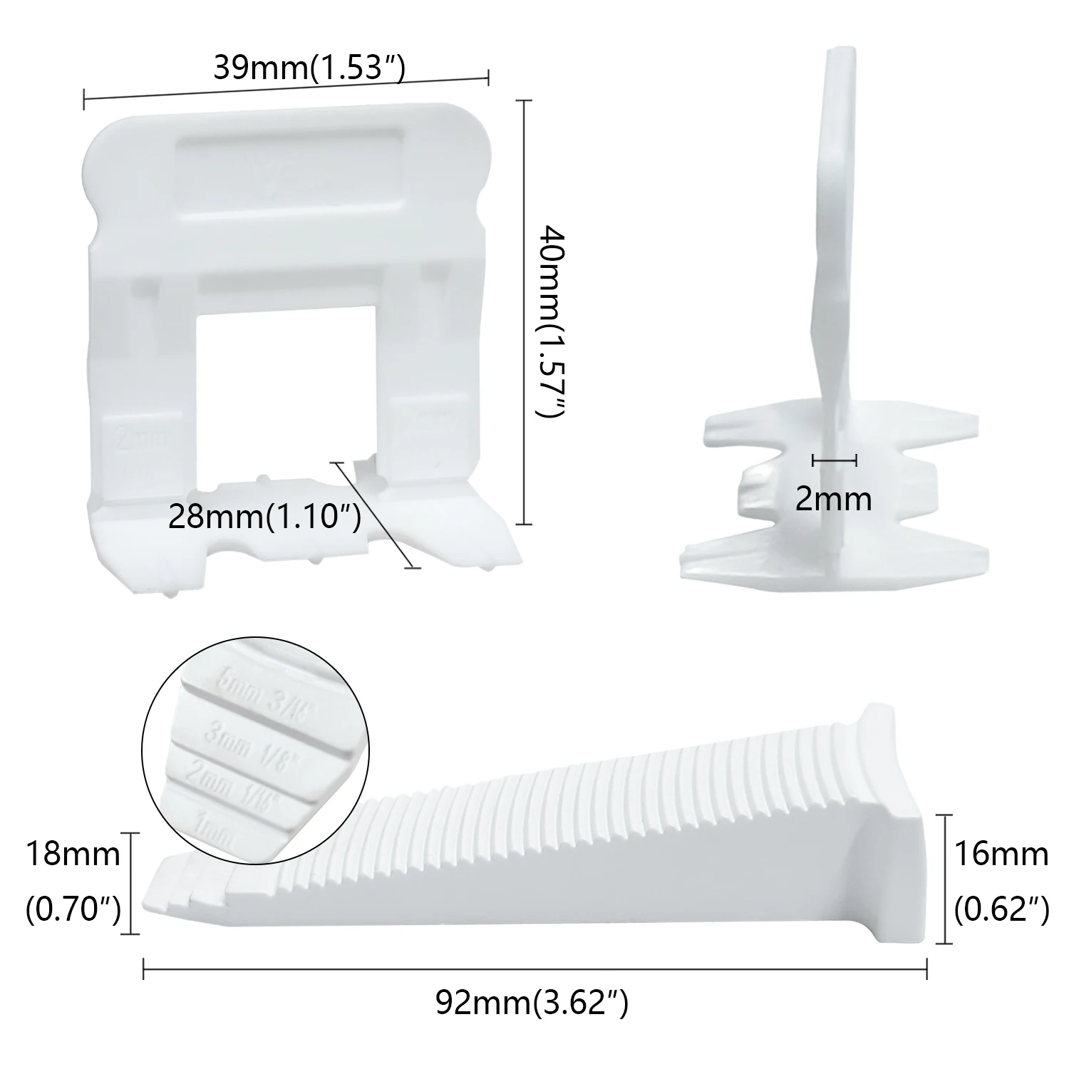 Plastic Tile Leveling System 100 Pieces Leveling Spacer Clips And 100 Pieces Reusable Wedges Tile Tools Kit for Bathroom Floor