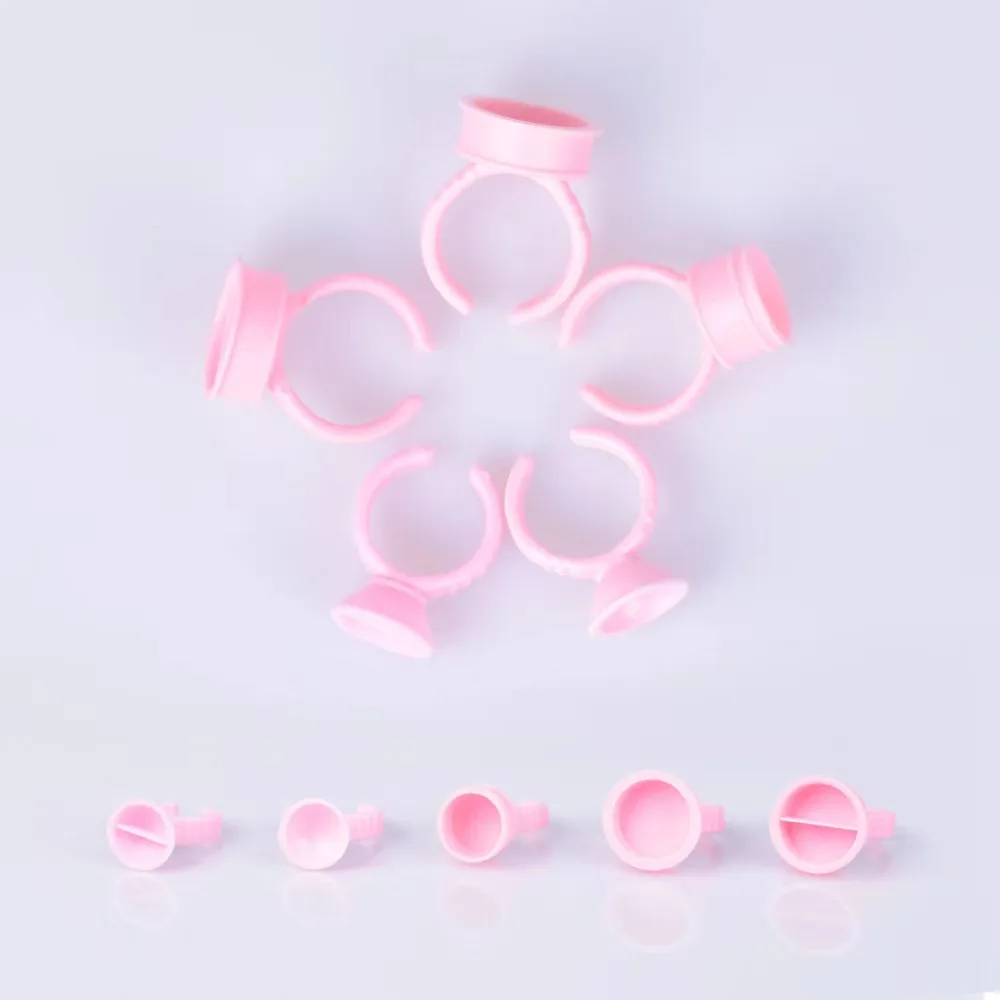 Factory Price one second flowering glue holder pink plastic glue rings for eyelash extensions