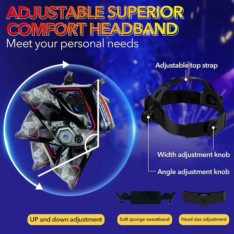 TRQ 100*80 mm Large View Class 1112 True Color Auto Darkening Welding Helmet Mask with 4 Sensors