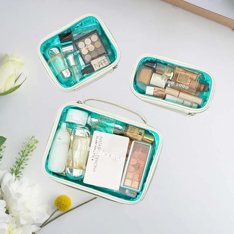 2024 Travel Portable Desktop Storage Cosmetic Cases New Product Recycled Material Hard Case Full Emerald Green Makeup Bag Set