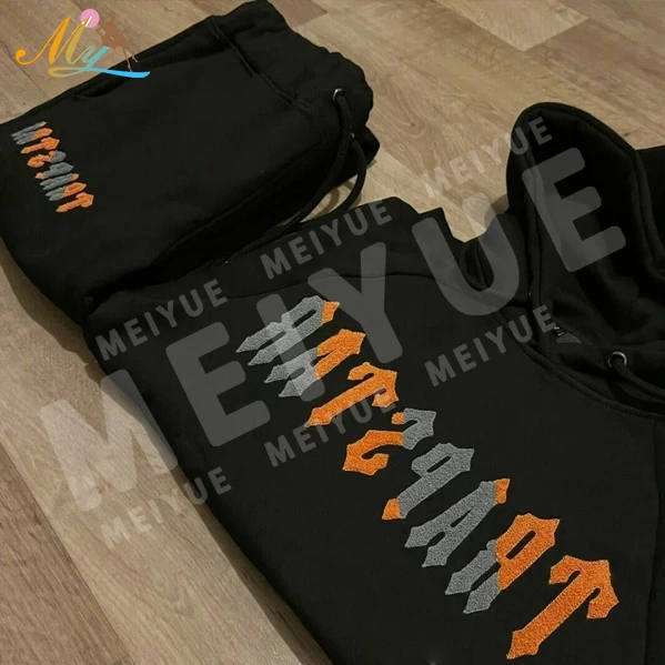 custom Sweatsuit vendors Men Training Sports Track Suits custom men Chenille embroidery two piece set jogging trapstar tracksuit