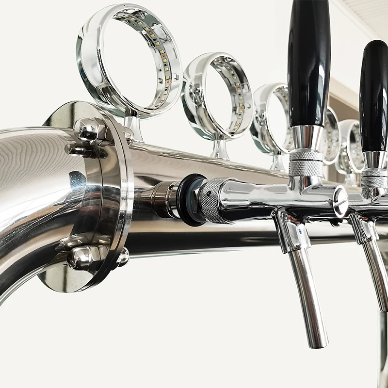 U Tower Stainless Steel 6 Tap Tower 102mm Beer Dispensing Equipment Draft Beer Tower (White)