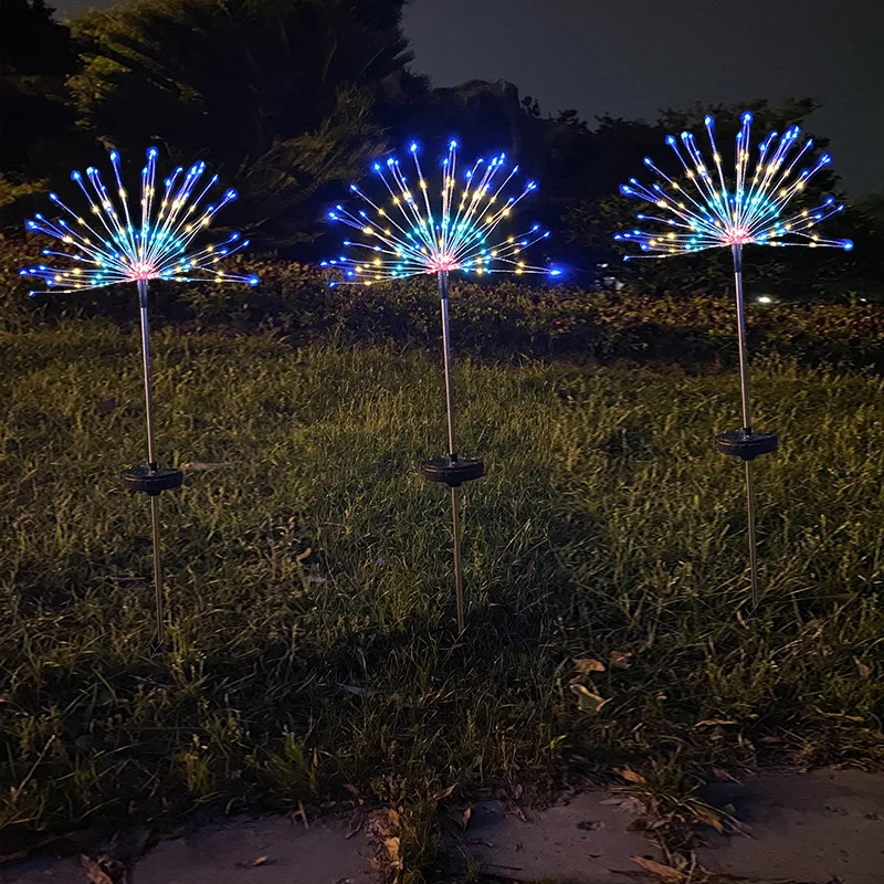 90 Lights Firework LED Fairy String Copper Wire Starburst Solar Powered String Light with 2 Modes Christmas Garden Decoration