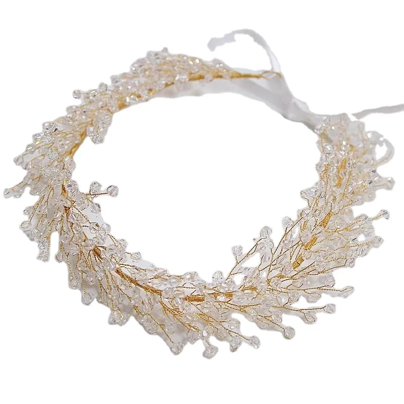 Yiwu Deju Customize OEM ODM Handmade Bridal Crystal headdress headband wedding headband accessories T0126