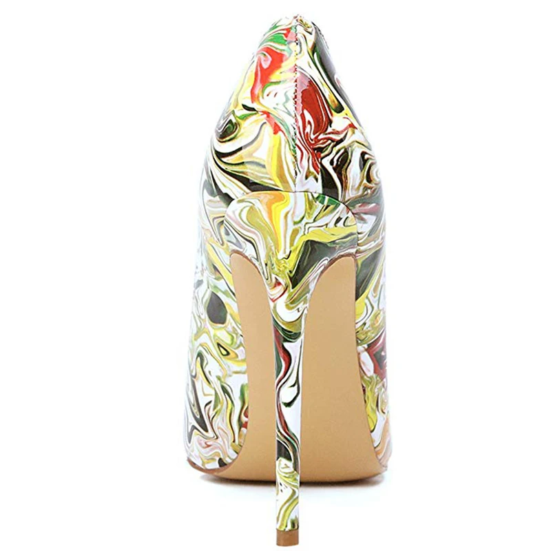 Hot sale low price fashion ladies graffiti pumps thin heel shoes high heel 12cm large size 35-45