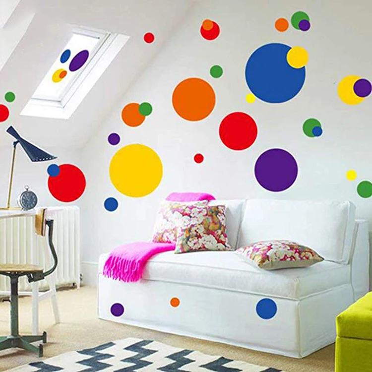 Self adhesive vinyl wall pop circles removable floor spot dry erase board stickers