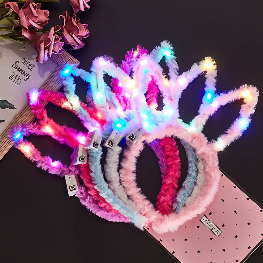 LED Cat Ears Glowing Luminous Rabbit Ear Christmas Halloween Party Head Accessory Led Headband Lights for Women and Girls