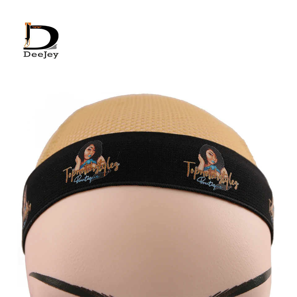 All over Logo Adjustable Custom Elastic Band for Lace Hair Lace Melt Band Designer Elastic Bands for Wig