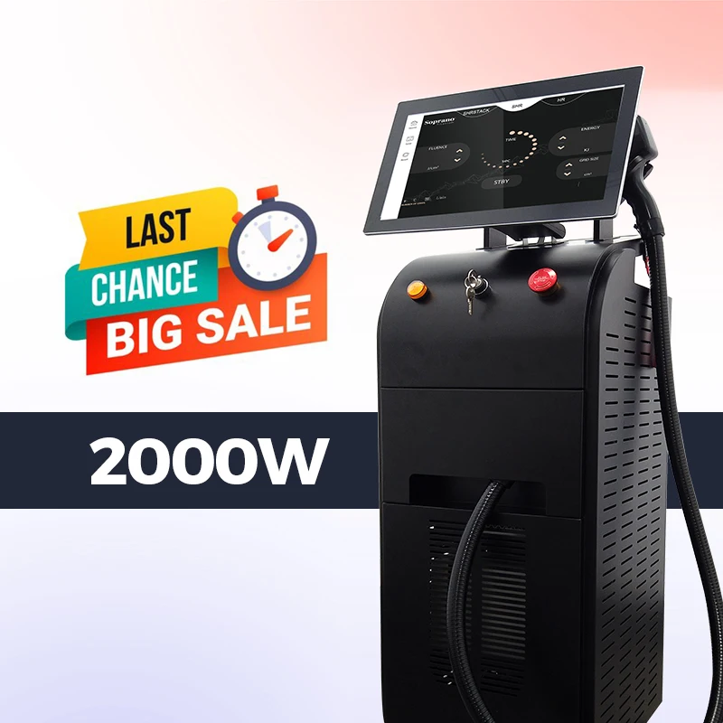 Newest 4k 1200W 1600W 1800W 2000W vertical 810nm diode laser hair removal 3 wavelength titanium hair removal laser machine