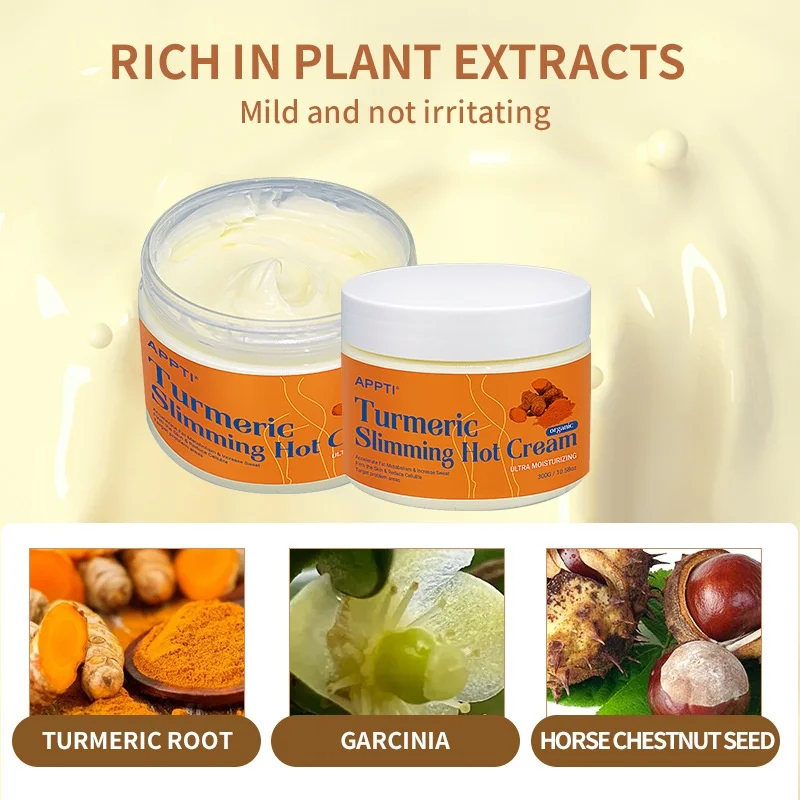 Private Label Vegan Herbal Turmeric Belly Slimming Cream for Weight Loss Tummy Waist Firming Hot Sweat Fat Burning for Body Care