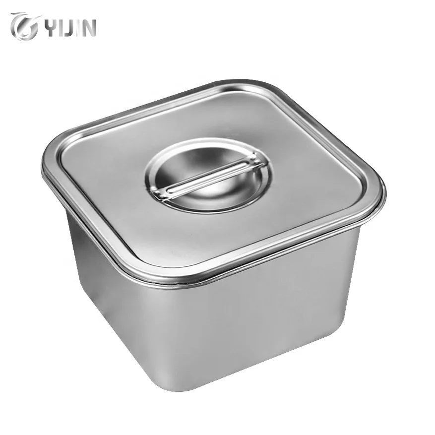 Restaurant Kitchen Metal Seasoning Ingredient Box Food Container Stainless Steel Square GN Pan with Lid