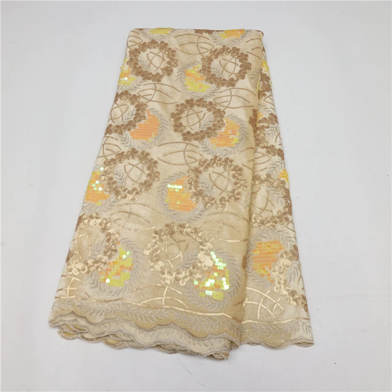 Wedding Clothes Embroidery Lace Fabric French Lace organza lace fabric embroidery with sequins Leaf design