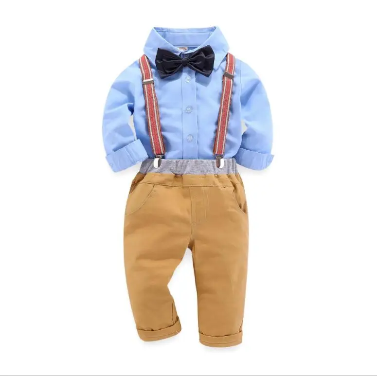 
WSG17 fashion kid boys clothes Long sleeve shirt + Pants casual Children baby boy clothing sets 