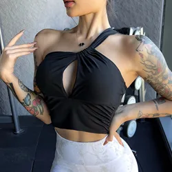 One Shoulder Fitness Sports Tank Top Bra Ladies Hollow Running Dance Beauty Back Bra For Yoga