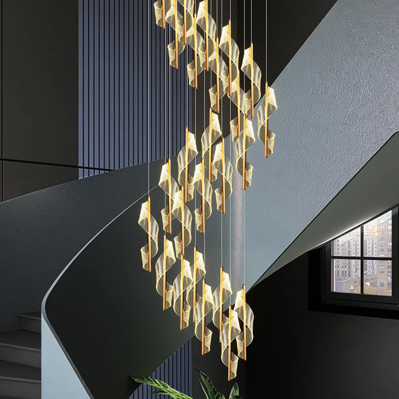 Wholesale Modern Villa Home Wedding Gold Stairs Chandelier Led Pendant Light For Stair Dining Room Luxury Decoration Chandeliers