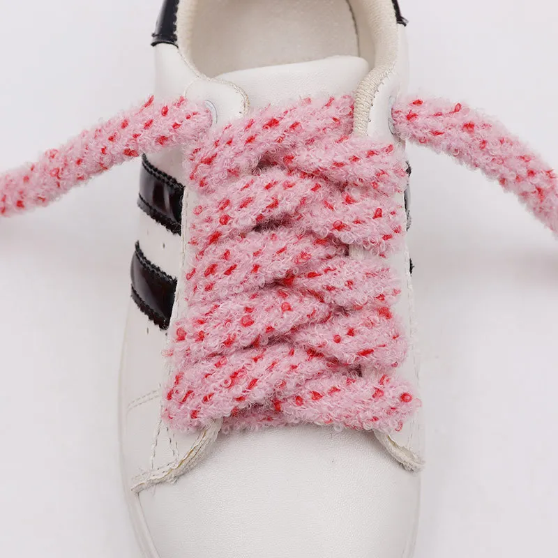 Custom 15mm Plush Polyester Shoelaces Printed Fluffy Shoe Laces for Sport and Casual Sneakers with Swap Bags Included