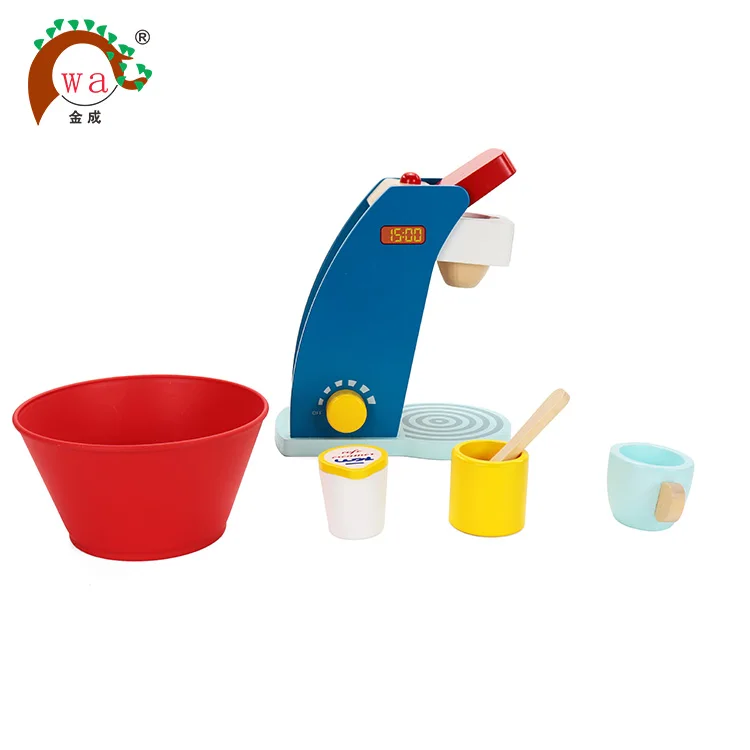
Kids Pretend Play bread maker Kitchen Set Wooden Toy Coffee Machine 