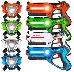 Hot sale set of 4 infrared laser tag set for kids and adults with synced blasters and vests laser gun toy outer door game