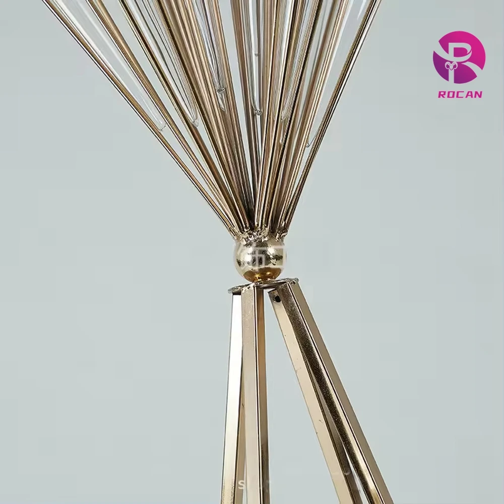 Gold Flower Centerpiece with Glass Tube Flower Vase Table Centerpiece Riser Wedding Supplies