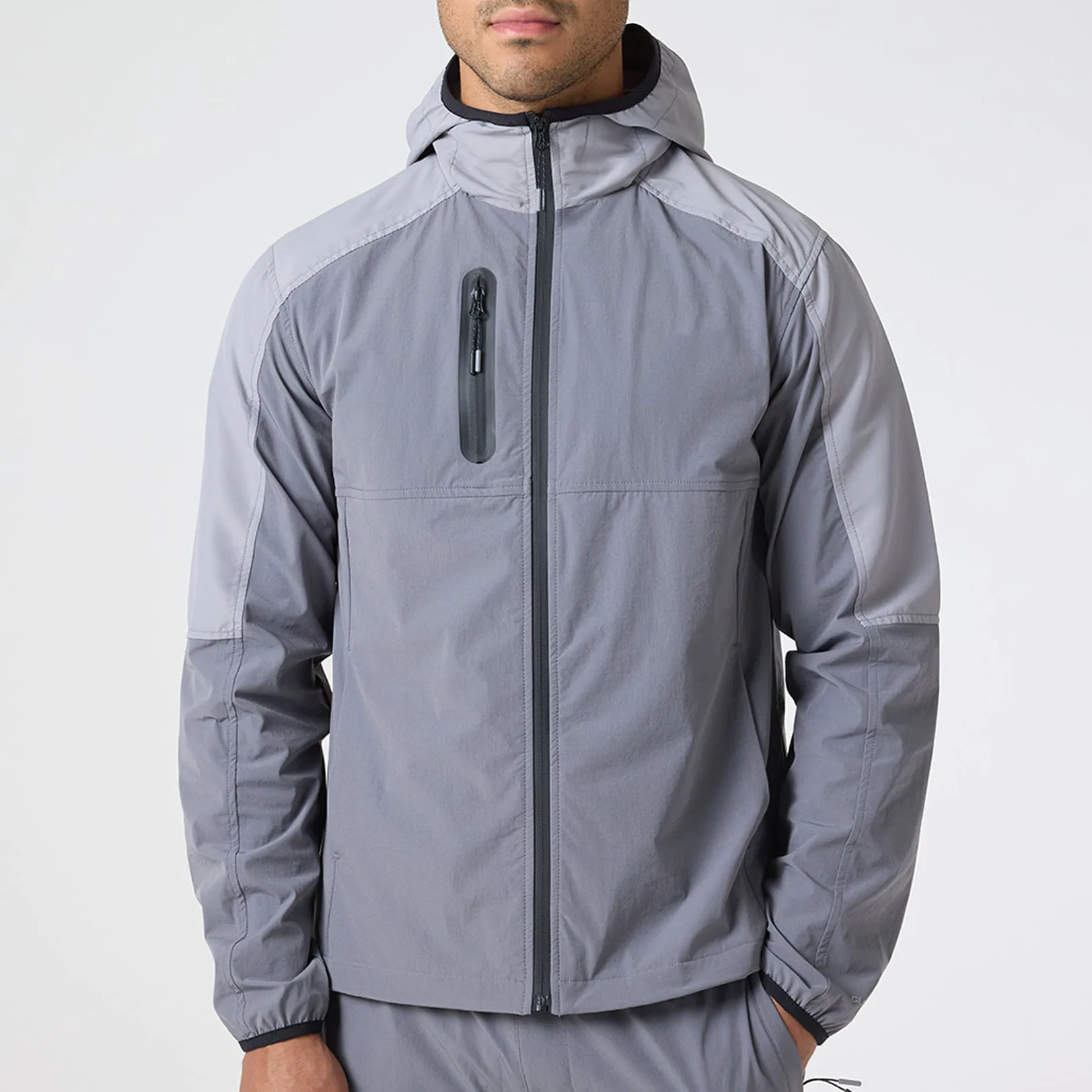 OEM Custom Outdoor Windbreaker Contrast Ripstop Panel Jackets Polyester Spandex Running Training Wear Jacket for Men