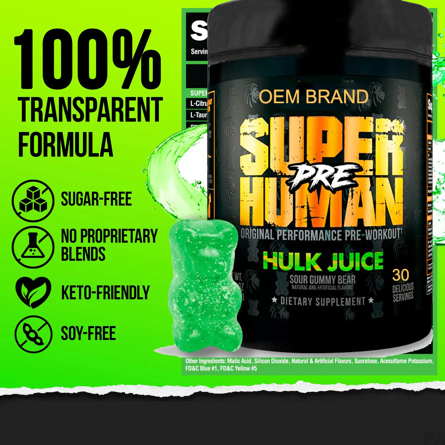 Premium Creatine Gummy Bear Pre Workout for Muscle Building Supplement Creatine Monohydrate Gummies for Men Women