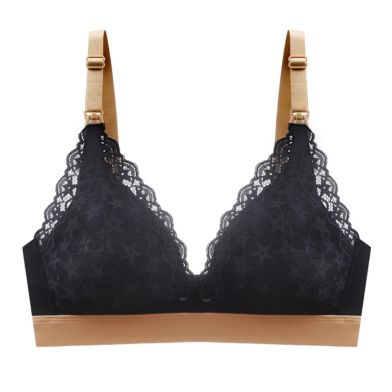 Ladies lace Underwear No Steel Ring Thin Front Buckle Breastfeeding Underwear Breathable Bra For Pregnant Women