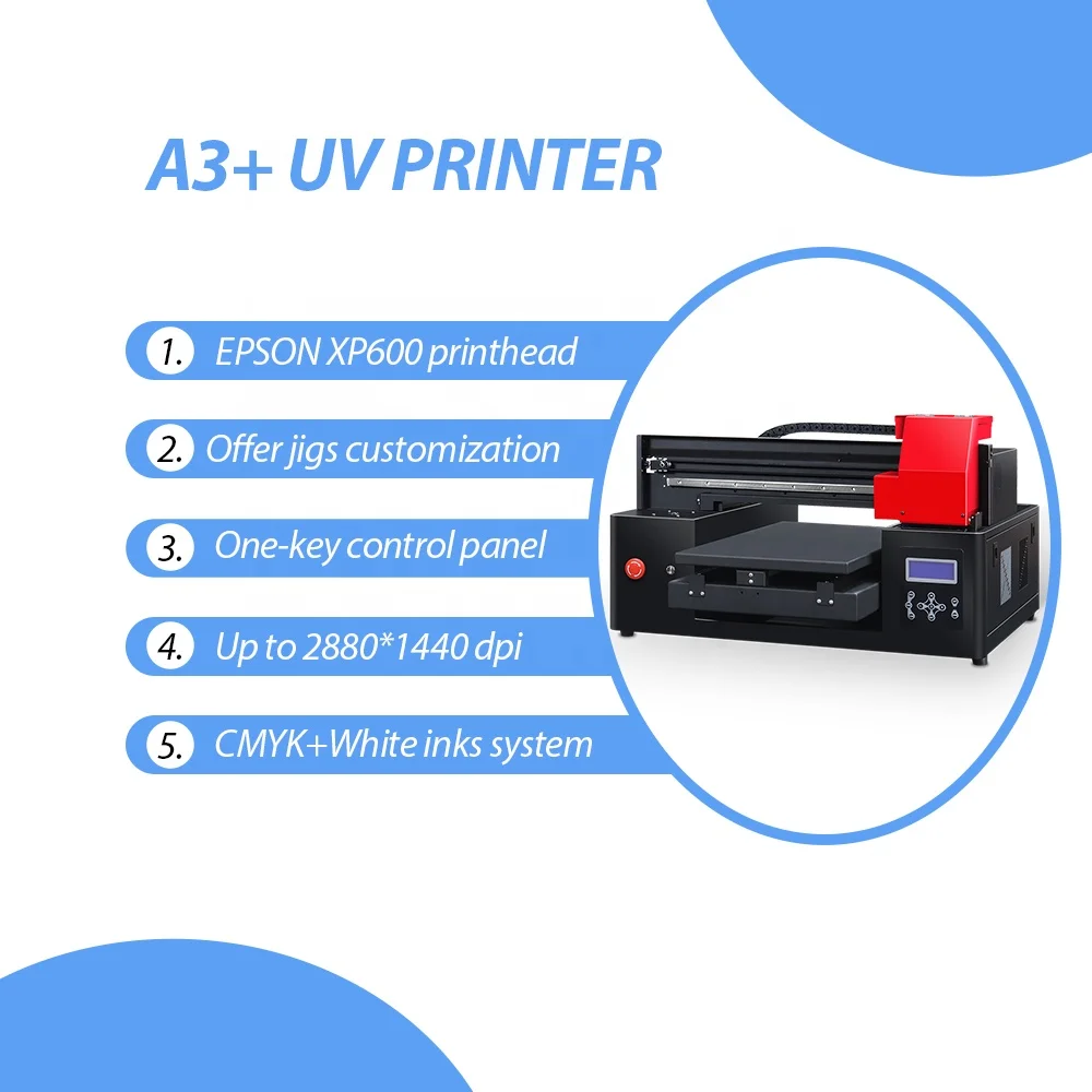 Small A3 Size 6 Color UV Flatbed Printer Mobile Phone Case Printer Phone Cover Printing Machine Inkjet Printer